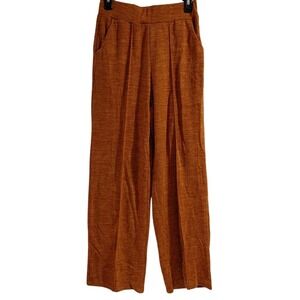 Womens High Waisted Wide Leg Pants Burnt Orange Marl Knit Size M
